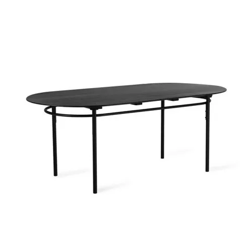 DT 4007 - Dining Table - Black Oval Wooden Top with Black Metal Legs 