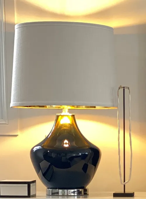 LP 5015 - Table Lamp - Dark Blue & Silver Ornate Style