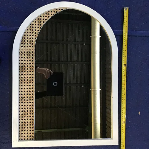 MIR 5026 - Mirror - White Framed Arch with Rattan Side