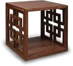 ST 0007 - Side Table - Walnut Timber with Geometric Cut-out