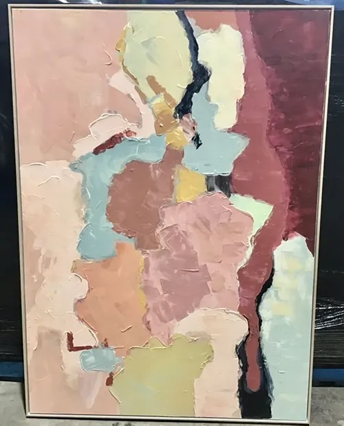 AW 7999 - Artwork - Extra Large - Pastel Oil Honeymoon Naked Man in Natural Timber Frame 