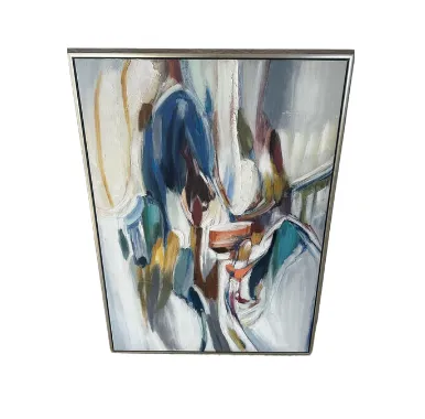 AW 0327 - Artwork - Extra Large - Multi Colour Abstract Brush Strokes in Gold Frame