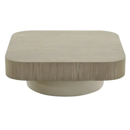 CT 0078 - Coffee Table - Creamy Beige Velvet Base with Wood Veneer Top