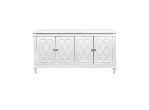 BF 7801 - White Timber Famed Sideboard with Diamond Patterned Door Panels & Silver Handles - Luxe Range