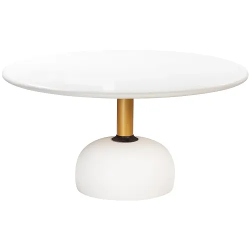 DT 0028 - Dining Table - Ivory & Gold Concrete Sculptured Pedestal Base