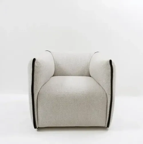 OC 7727 - White Lambs Wool Cubed Occasional Chair with Zipper Front