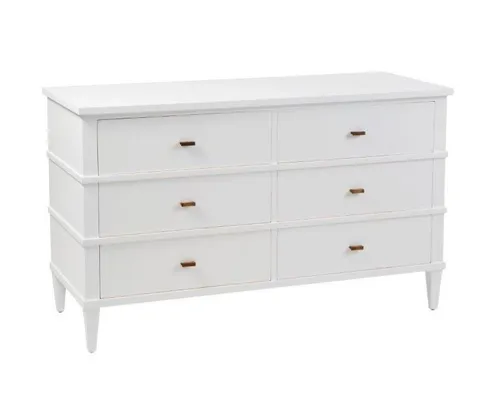 BUF 5321 - White 6 Drawer Buffet with Black Handles - Standard Range