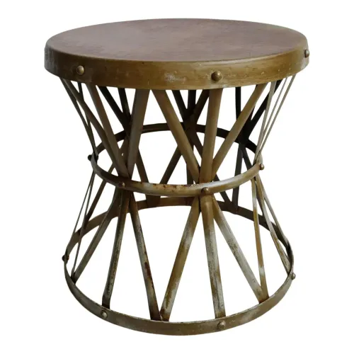 ST 0067 - Side Table - Circus drum bronze side table 