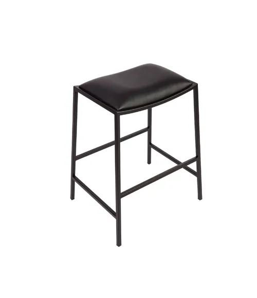 STL 0032 - Counter Stool - Modern Armless with Black Vegan Leather Padded Seat