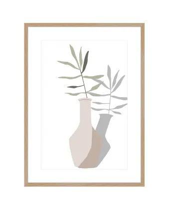 AW 0496 - Artwork - Medium - Botanical Vase & Stem Print in Natural Frame