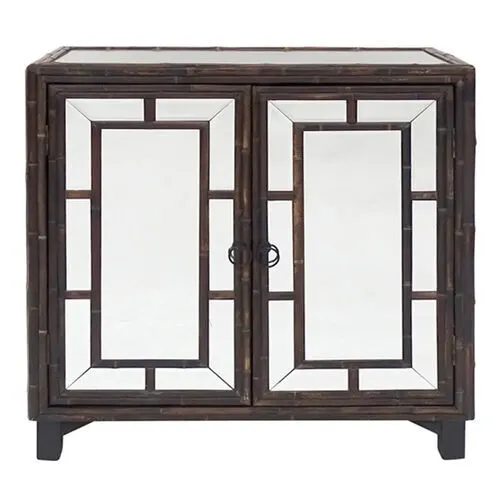 Large Brown with 2 Mirrored Window Doors & Mirrored Sides & Top - BST 3253