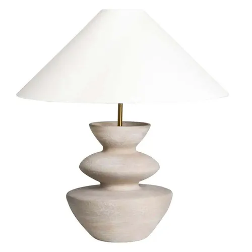 LP 0110 - Table Lamp - Chalky White Sculptured Base with Tapered White Shade