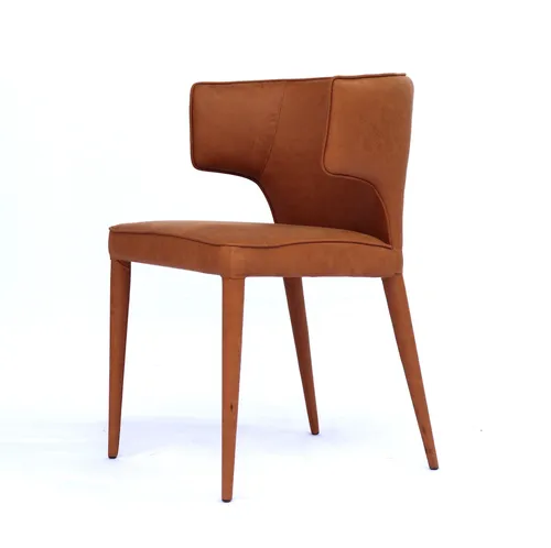 DC 7062 - Tan Leather Feel Dining Chair with Curved Back Rest