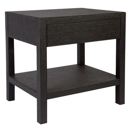 Black Sea Grass Wrap Single Drawer Bedside Table - BST 7795
