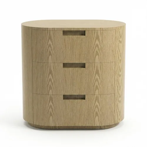 3 Drawer - Maximilian Oval Shape in Natural Oak - BST 0026
