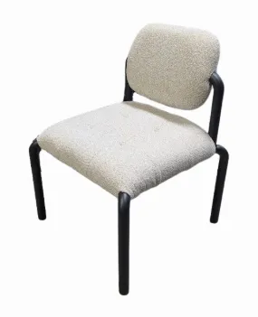 DC 0019 - Dining Chair - Ivory Boucle Dining Chair with Black Metal Frame
