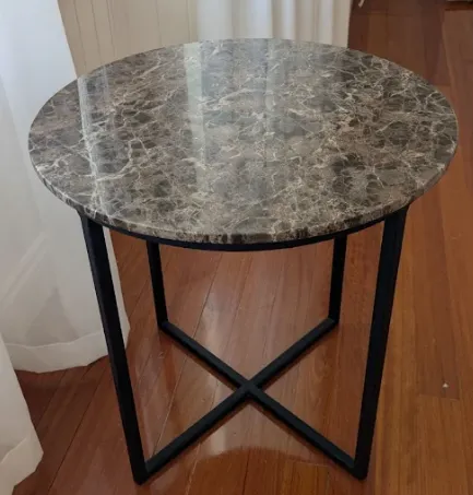ST 0050 - Side Table - Brown Marble Top with Black Legs