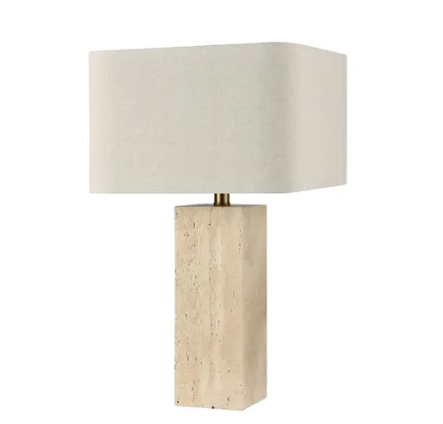 LP 0162 - Table Lamp - Rectangular Travertine Base with Square Linen Shade