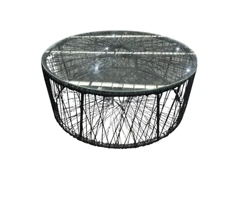 CT 0039 - Coffee Table - Black Wire Frame with Round Glass Top