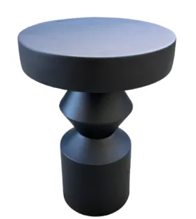 ST 6675 - Side Table -  Black Metal Concrete Look Hourglass