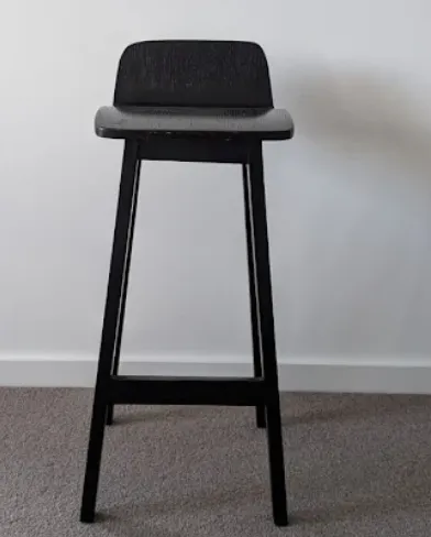 STL 0004 - Counter Stool - Black Wood Waved Seat