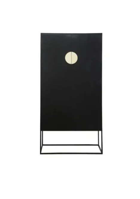 BF 6328 - Black Wine Cabinet with Blonde Timber Half Moon Handles - Standard Range