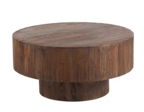 CT 7555 - Coffee Table - Circular Solid Timber on Low Pedestal Base