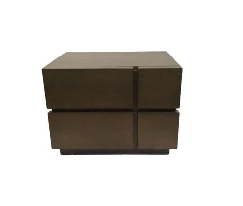 Chocolate Timber 2 Drawer Bedside Table with Carved Cross - BST 0012