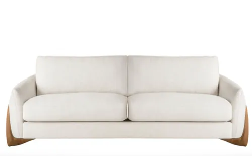 SF 1005 - Sofa - 3 Seater - Woven Oatmeal Linen with Walnut Timber Tapered Feet