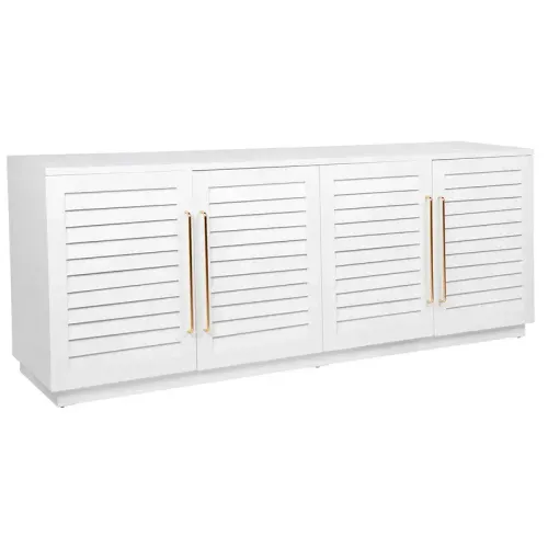 BF 0017 - White Oak Louvered Panelled Buffet with Brass Handles - Luxe