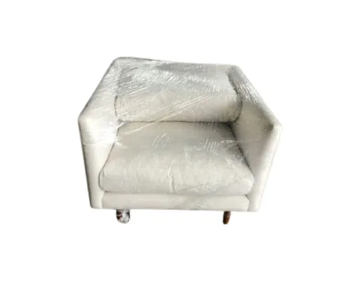 OC AC 9436 - White Linen Occasional Chair with Walnut Legs