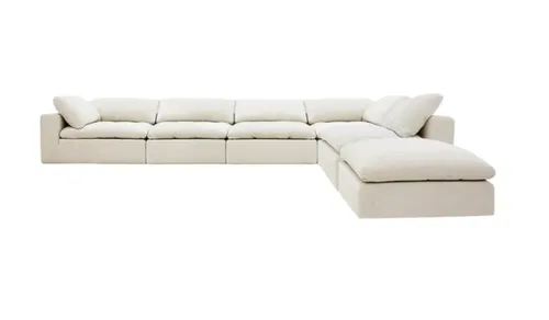 7 Piece Sectional Modular Sofa in Natural/Oatmeal Fabric - 2 Crn + 4 M + 1 Chaise - SF7033