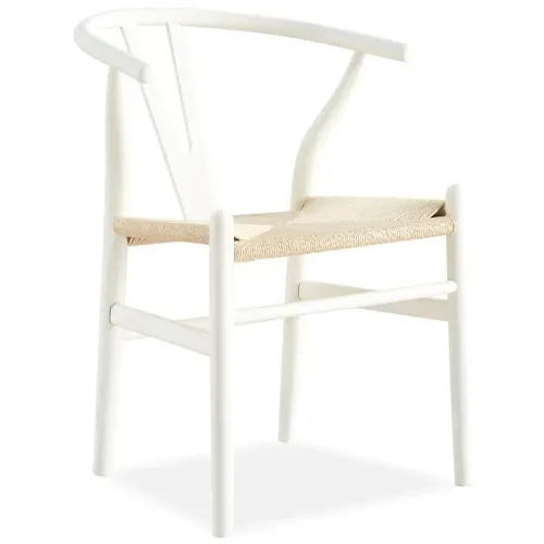 DC 8884 - White Timber Wishbone with White Rattan Dining Chair 