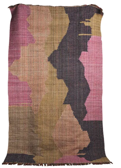 RG 0016 - Small Rug - Juniper in Dusty Pink Dyed Jute Base