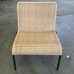 OC 6221 - Outdoor - Occasional Chair - Natural Woven Cane with Black Metal Legs 