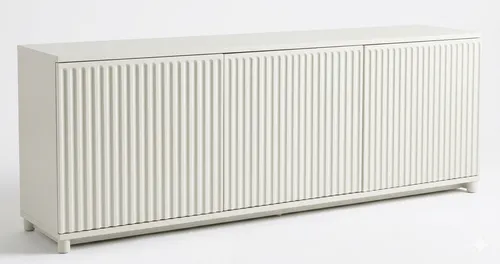 ENT 0032 - Entertainment Unit - Elise Fluted White Beech Wood