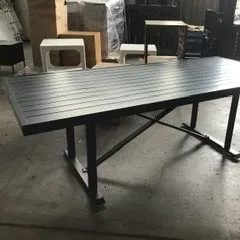 OD DT 6179 - Outdoor - Dining Table - Black Aluminium with Cross Support Beam