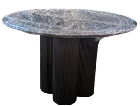 DT 0038 - Dining Table - Black Wood Fluted Tripod Pedestal Base