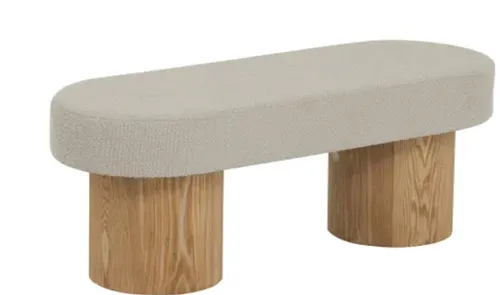 OTT 0019 - Ottoman - Medium - Trinity Boucle/Wood Bench 