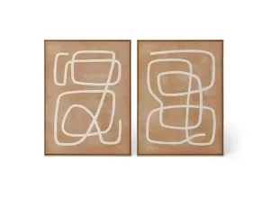 AW 0300 - Artwork - Large - White & Tan Motu Encased in Frame