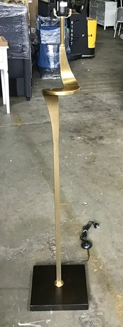 FL 7881 - Floor Lamp - Walnut Base with Brass Twist Stem