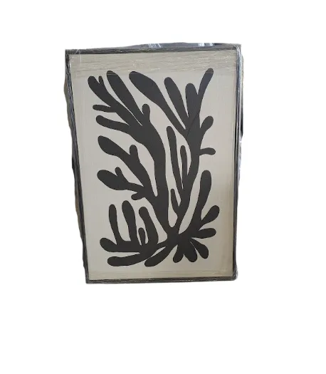 AW 0364B - Artwork - Medium - Leafy Pattern in Olive Green on Cream Canvas Print