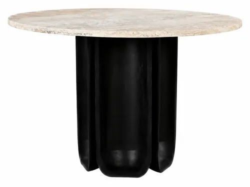DT 0054 - Dining Table - Lina White Travertine Top with Black Base