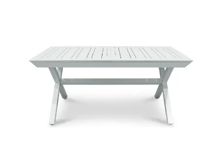 OD DT 9331 - Outdoor - Dining Table - White Aluminium Extension with Cross Leg Trestle
