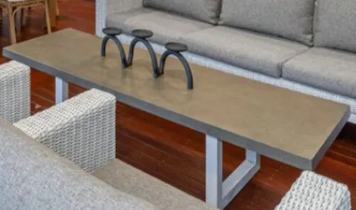 OD CT 0001 - Outdoor - Coffee Table - White Aluminium Frame with Flecked Grey Stone Top