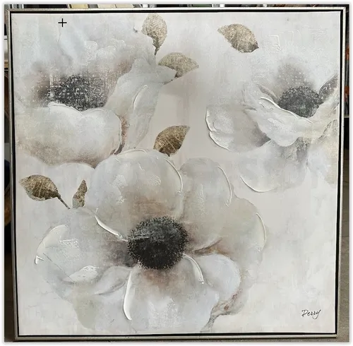 AW 2929A - Artwork - Medium - Floral Beige/Cream Framed 