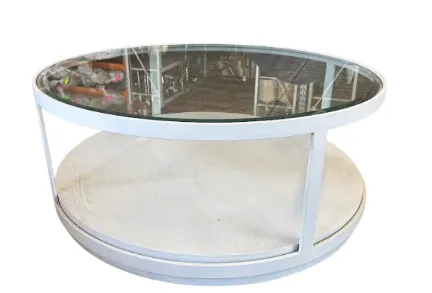 CT 8068 - Coffee Table - HARTS Series Round Glass with White Frame