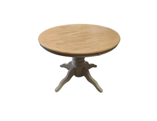 DT 7792 - Dining Table - Circular Natural Timber Top with White Ornate Base