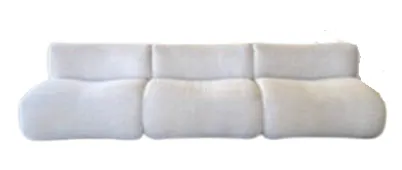 SF 0022 - Modular Sofa - Sugar White Curved Bubble Profile Armless 3 Piece