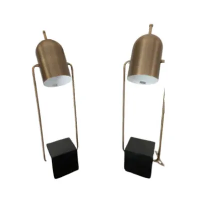 LP 0119 - Desk Lamp - Black Stone Base with Dual Gold Stem